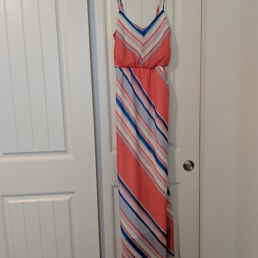 V neck empire waist maxi dress